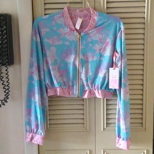 Hurley under the sea cropped bomber loveshackfancy bomber jacket size small